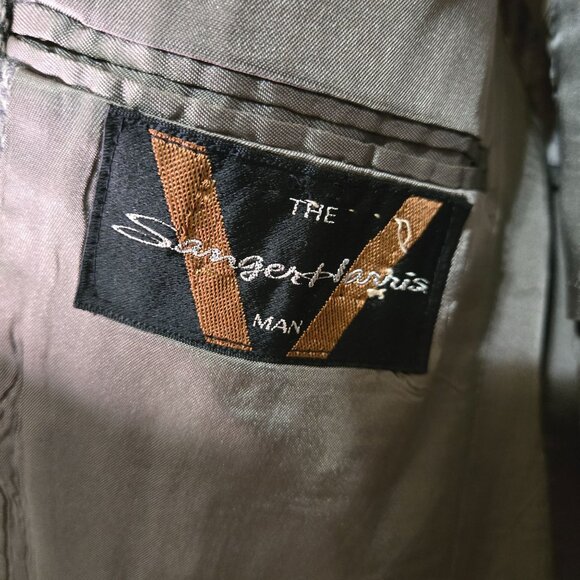 Vintage Sanger Harris Mens Wool Blazer Jacket USA Size 46 Herringbone Preppy Pro - Picture 3 of 16